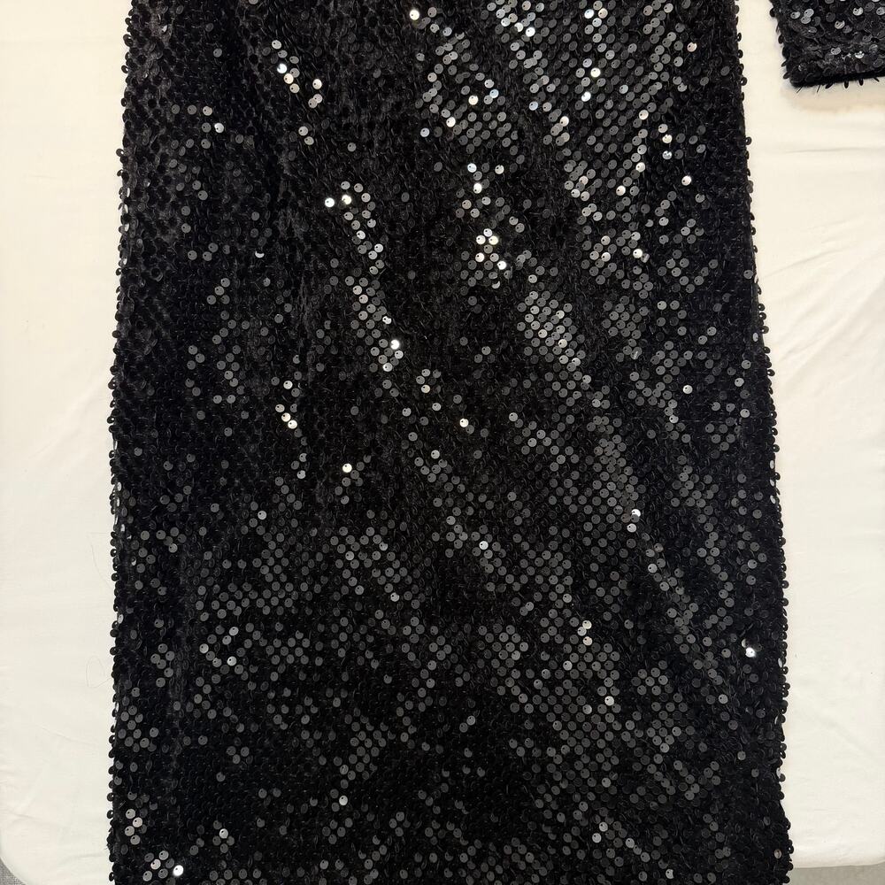 Topshop Black Sequin One Shoulder Dress US 14 NWT Cocktail Party Mini - Picture 8 of 12